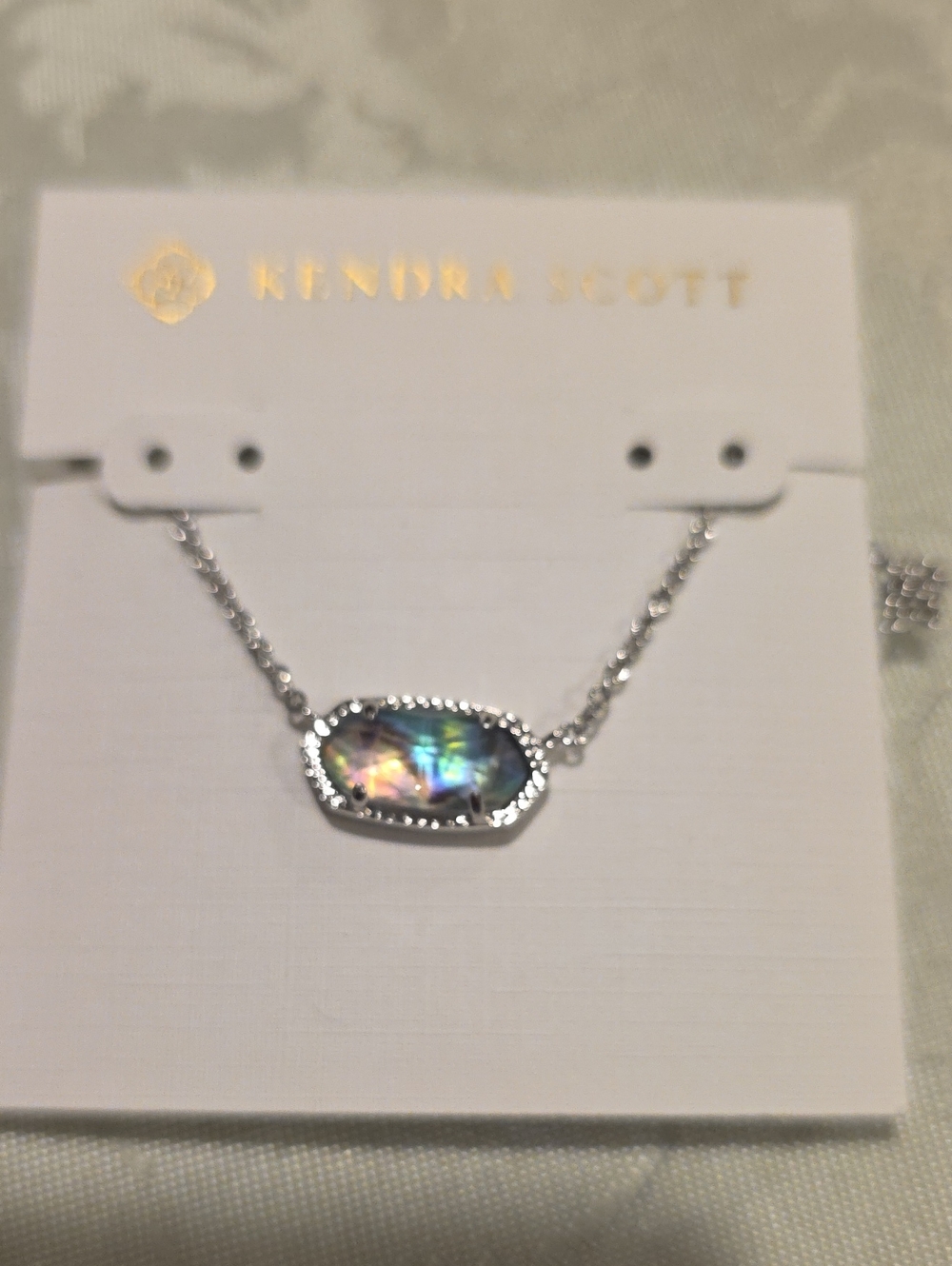 Kendra Scott Iridescent Elise Necklace - Silver with Multicolor Sheen